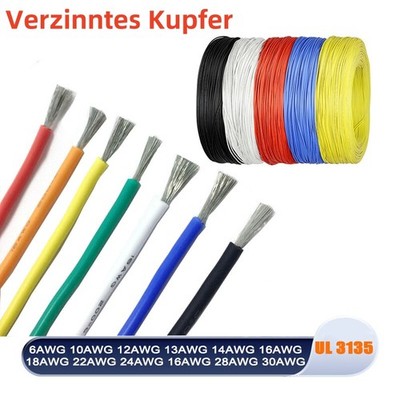 6-30AWG Silikonkabel Silikonlitze Hochflex Draht Verzinnter Kupferdraht UL3135