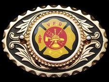 JE27171 NOS VINTAGE 1970s  VOLUNTEER FIRE DEPARTMENT  GOLDTONE BELT BUCKLE