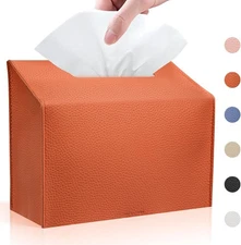 Tissue Box Cover Holder Compatible with Kleenex Disposable Orange-1 Pack 