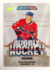 22 23 UPPER DECK CREDENTIALS BUBBLE HOCKEY ROOKIE JURAJ SLAFKOVSKY BHR-SL