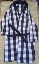 Accappatoio Hastens uomo cotone manica lunga stampa gingham vita legato blu taglia small