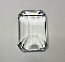 TIFFANY & CO Faceted Crystal Emerald Cut Diamond Paperweight 4"