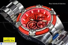 Invicta Men's BOLT 52mm Chronograph Quartz Silver Red SS Bracelet Watch