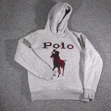 Polo Ralph Lauren Hoodie Mens Small Gray Big Pony Logo Pullover Sweatshirt