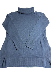 H By Halston Woman's Blue tunic cozy Long Sleeve Turtleneck Sweater Size Medium