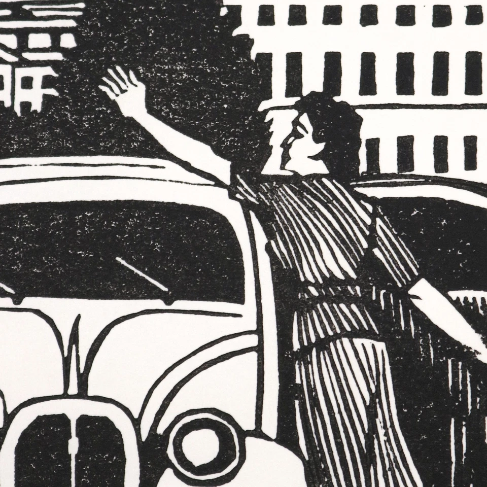 CONRAD FELIXMÜLLER HOLZSCHNITT NEUJAHR 1960 UNIVERSITÄT HALLE AUTO VP: 100€* - Bild 4 von 4