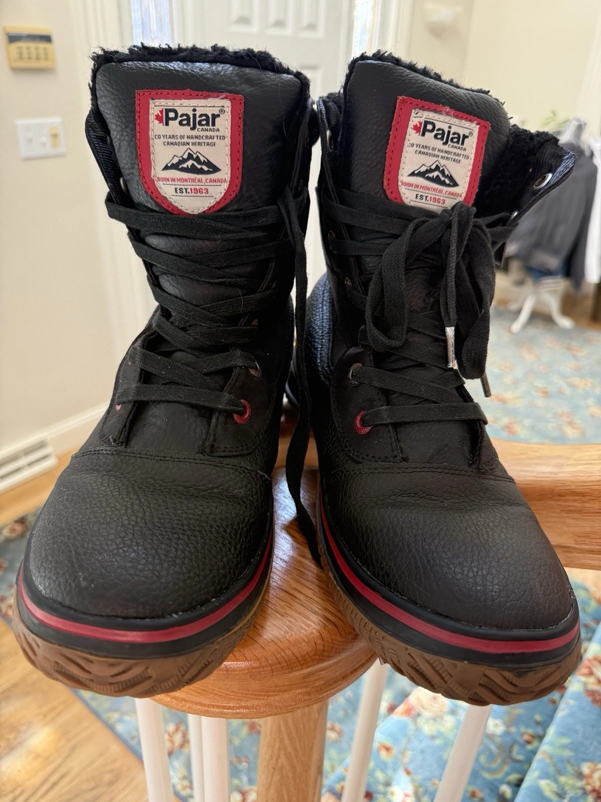 Pajar Boots Mens Trooper 2.0 Black Leather Waterproof Winter Sz 43 Us 10-15.5