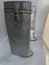 GIVENCHY Strass Shark Lock Knee-High Wedge Bo...