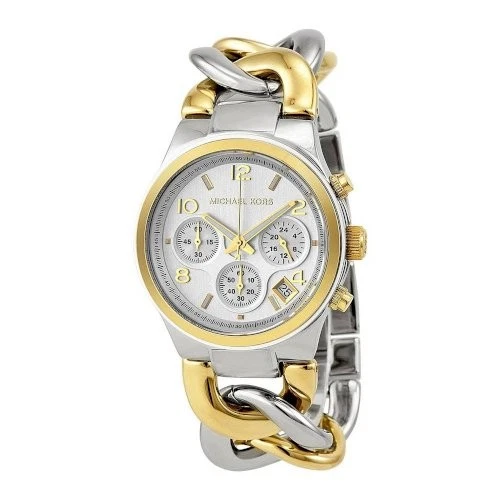 Orologio Donna Michael Kors Twist Chain Cronografo Quadrante Bianco MK3199