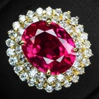 MAGENTA PURPLE TOURMALINE OVAL 5CT 925 STERLING SILVER 24K GOLD RINGS SIZE 6.25