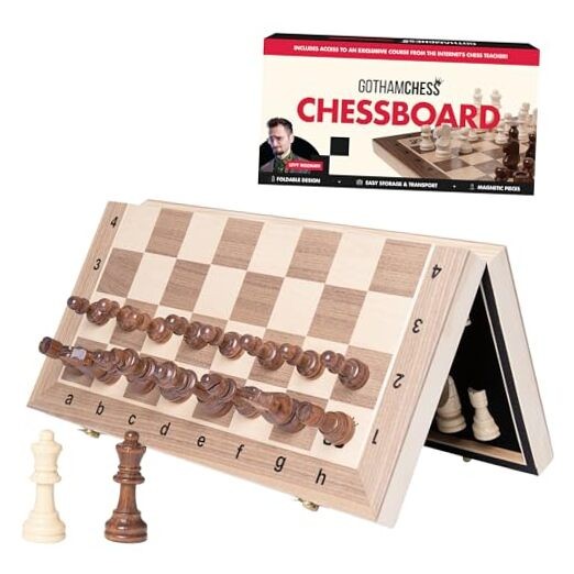 GothamChess Board | Foldable & Portable, Magnetic Chess Piec
