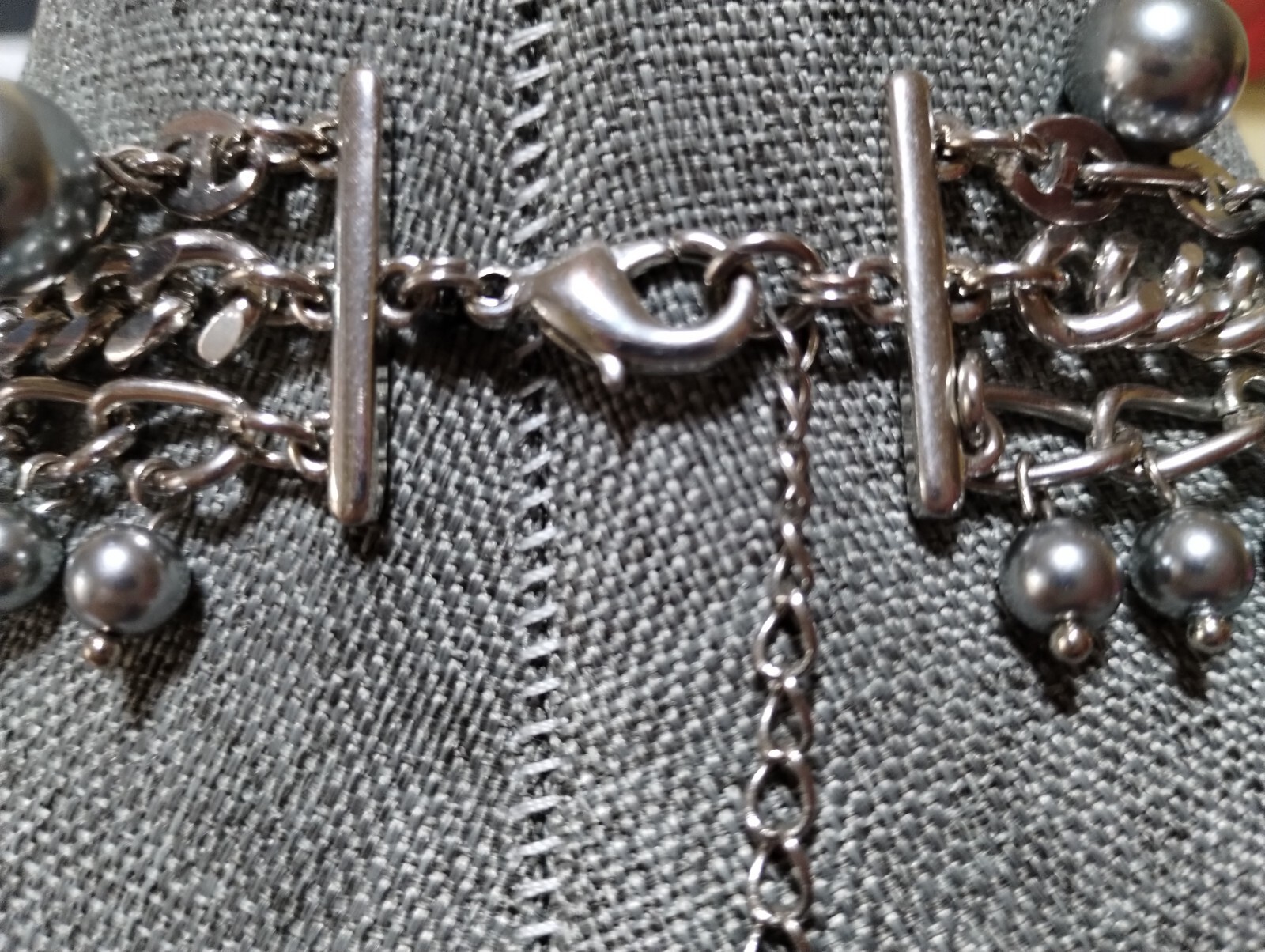 Talbot's Silvertone 3 Strands Statement Necklace - image 4