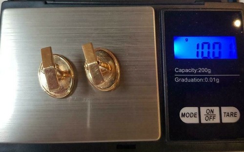 14ct Yellow Gold oval, swivel back cufflinks - Picture 4 of 4