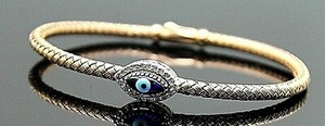Authentic DIAMONDS MURANO EVIL EYE BRAIDED BANGLE ROSE GOLD PLATED 925 SILVER 7" BRACELET