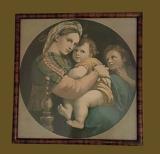 Älteres Heiligen Bild, Kunstdruck, Madonna De La Sedia von Raffael, 33 cm