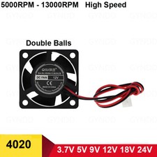 4020 High Speed Mini Square DC Brushless Double Balls Cooling Fan 3.7V 5V 9V-24V