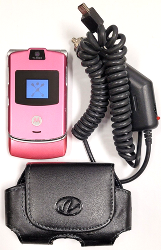 Motorola RAZR V3 - Pink ( AT&T / Cingular ) Very Rare Flip Phone - Bundled
