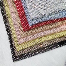 Mesh Fabric Rhinestone Shiny Elastic Beaded Trimming Sewing Craft Applique
