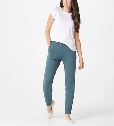 Denim & Co. - Active Jogger Lounge Pants with Velvet Trim - Teal Blue