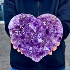 4.3LB Natural Amethyst geode heart shap quartz cluster crystal specimen Healing