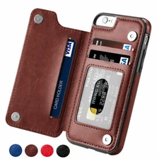 For iPhone 15 14 Plus 13 Pro 12 Wallet Card Phone Case Cover Leather Magnetic
