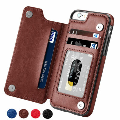 For iPhone 15 14 Plus 13 Pro 12 Wallet Card Phone Case Cover Leather  Magnetic