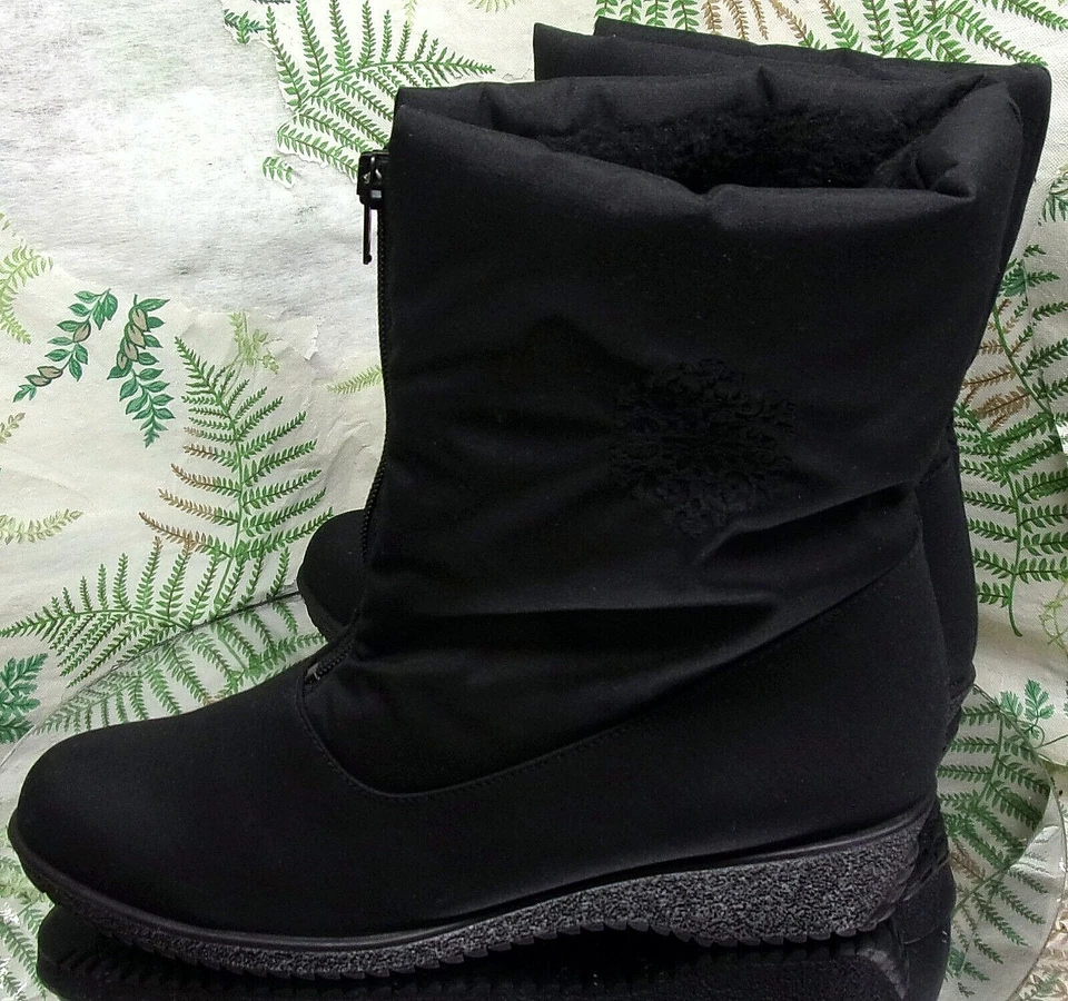 CALENTADORES DE DEDOS JENNIFER NEGRO IMPERMEABLE INVIERNO BOTAS DE NIEVE ZAPATOS EE. UU. MUJER TALLA 10 N Foto 4 de 4