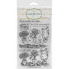 Colorado Craft Co Acrylic Stamps TOPIARIES AND KITTEN