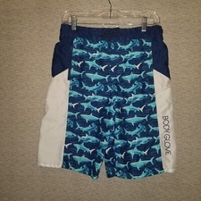 Boys Body Glove Shark Swim Board Shorts Drawstring Waist Sz 18 Zipper Pocket