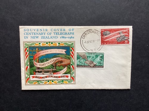 NZ 1962 Telegraph FDC, Boric Brand, Chch CDS pmk unaddressed (NZF1293) - 第 1/2 張圖片