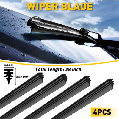 4 PCS Universal 28'' Car Bus Silicone Frameless Windshield Wiper Blade Refills EA