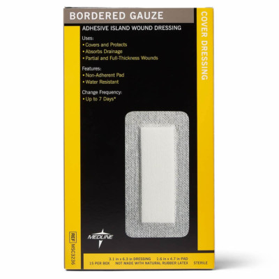 Sterile Bordered Gauze, 3'' X 6'' with 1.5'' X 4'' Pad (Pack of 15)