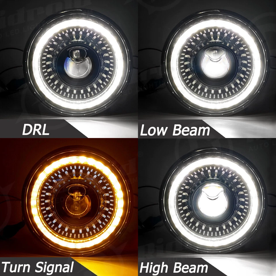 7" inch LED Projector Headlight Hi/Low + 4.5" Passing Lights For Harley Touring Foto 3 de 4