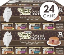 Purina Fancy Feast Pate Wet Cat Food Variety Pack Savory Centers 3 oz 24 Pull ca