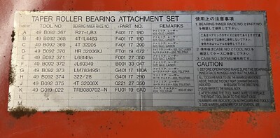 TAPER BEARING INSTALLER SET MAZDA  BEARING INSTALLER SET 49F0270A10
