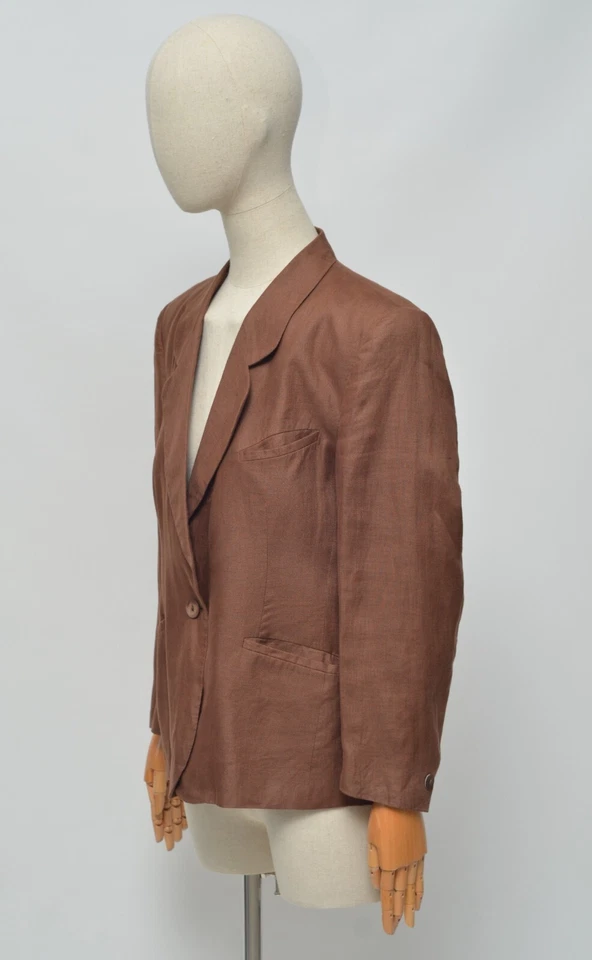 Traje Blazer + Falda Burberry's Prorsum Vintage Marrón Lino Talla 48 Hecho en Italia Foto 4 de 4