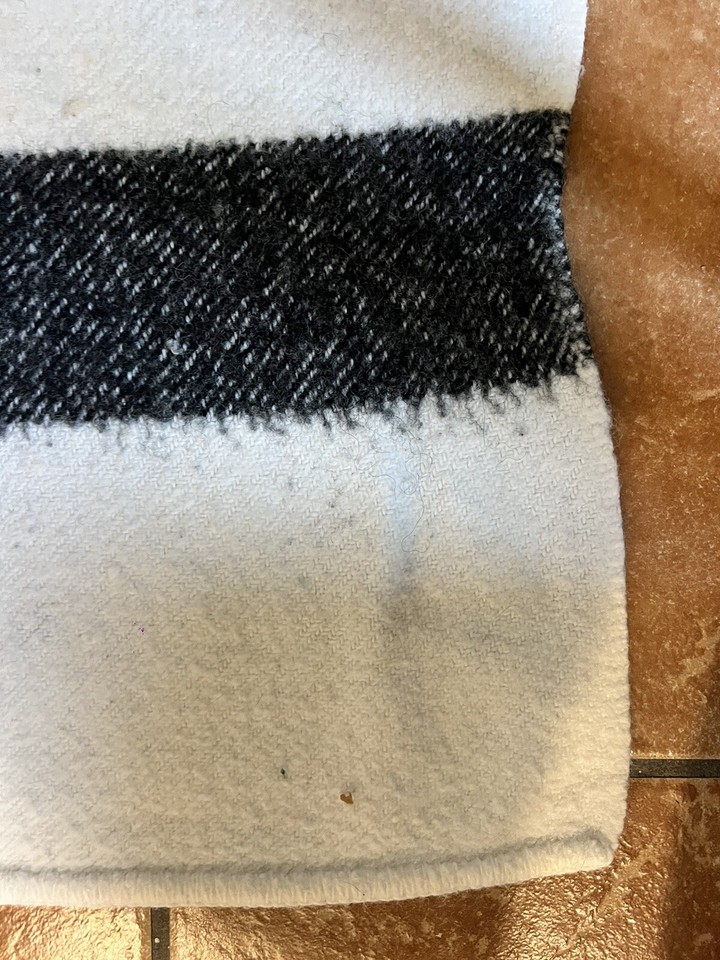 Vintage HUDSON BAY STYLE Pure Wool 72”x 60” Multicolor Striped Camp