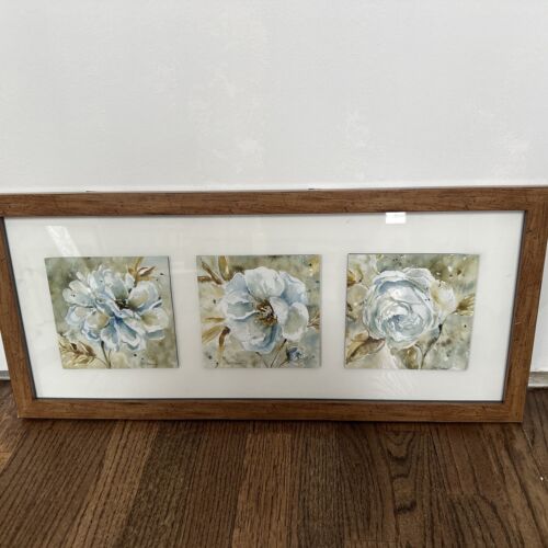 Carol Robinson signed floral framed art (size 25”x11.5”)
