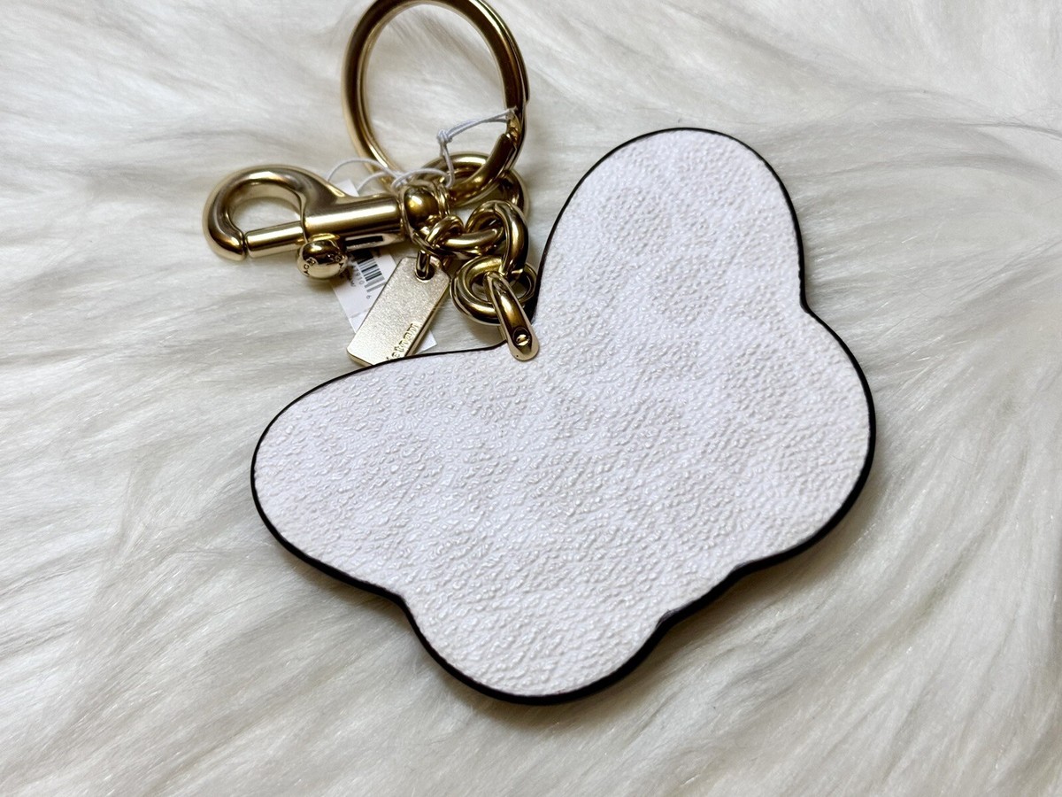 Coach Butterfly Bag Charm in Sig Canvas; Split Key Ring & Dog