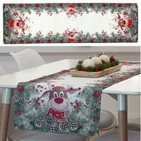 TischläUfer Rentierkopf Tischdecke 40X160 Rentier Weihnachten Tischauflage Rot