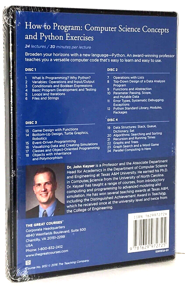 Great Courses How To Program Computer Science, Python Exercises NEW