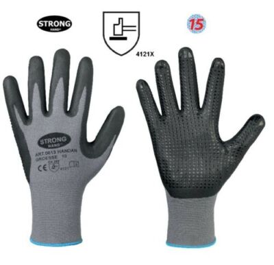 STRONGHAND  0613 Feinstickhandschuh HANDAN mit Noppen Nitril Montagehandschuh