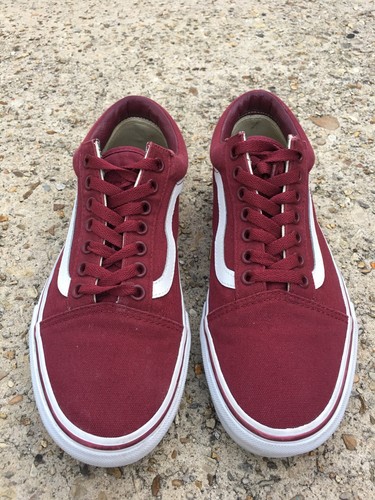 Vans Unisex Old Skool Cordovan/True White Maroon Canvas Skate Shoe Size 8.5 Men
