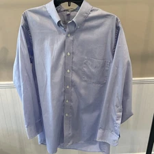 Geoffrey Beene Shirt Mens Blue 26 1/2 32/33 Long Sleeve Button Up Cotton Blend