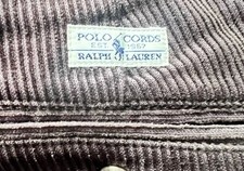 Polo Cords Ralph Lauren Corduroy Pants Men's 38x32 Pleated Dark Brow Vintage