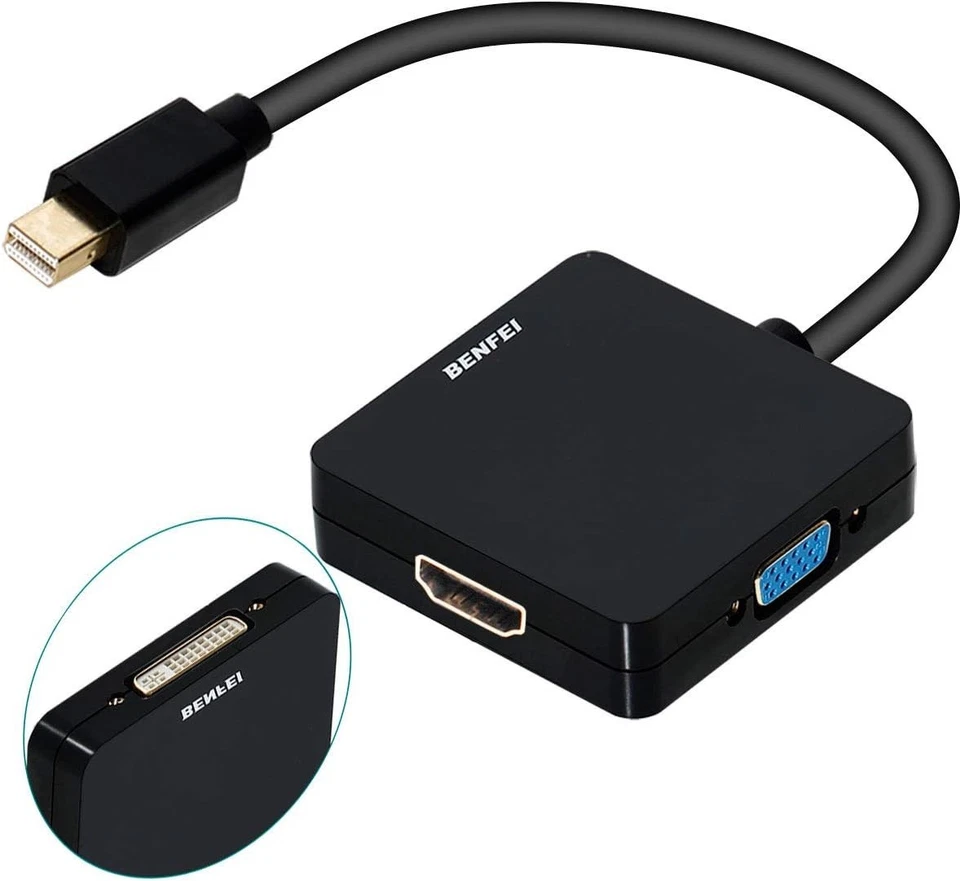 Mini DisplayPort HDMI VGA DVI Adapter 3 in 1 für MacBook Surface 1080p - Bild 3 von 4