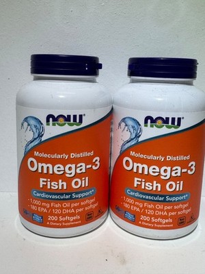 2 pack NOW Foods Omega-3 Fish Oil 1000mg 200 Softgels Heart Health Supplement