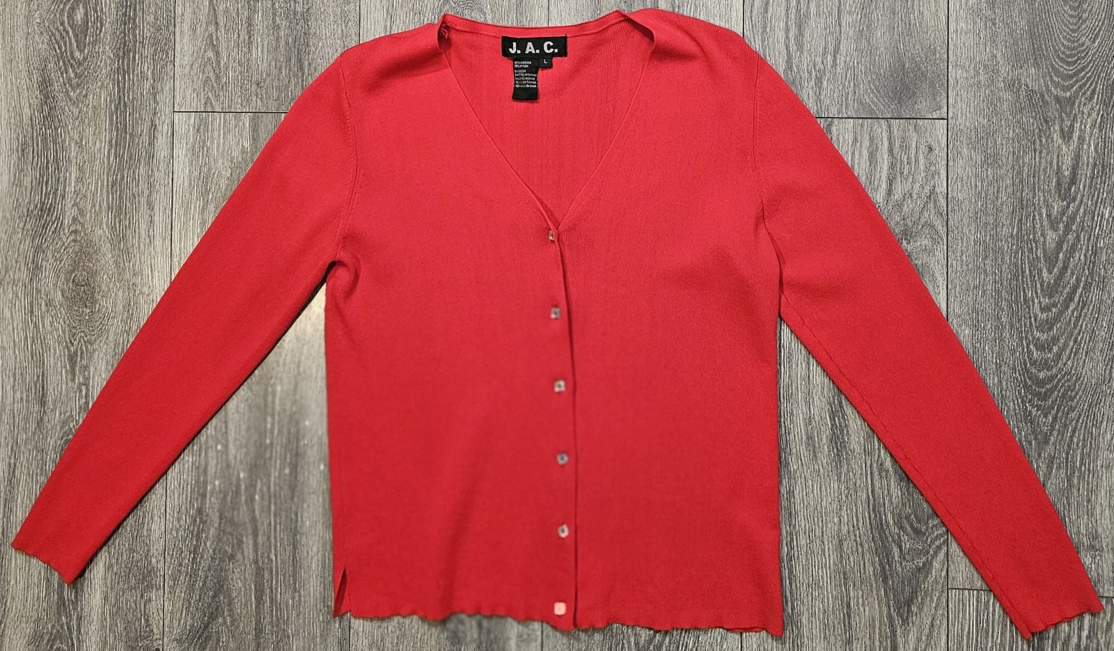 Vintage Y2K JAC Button Down Knit Cardigan LS Sweater Cropped Red Women's Size Lg