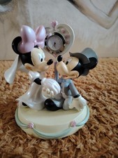 Mickey and Minnie Mouse Disney Wedding Collection figure and clock