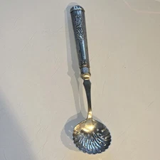 Antique Silverplate Shell Strainer Spoon Ornate Handle GN Marked